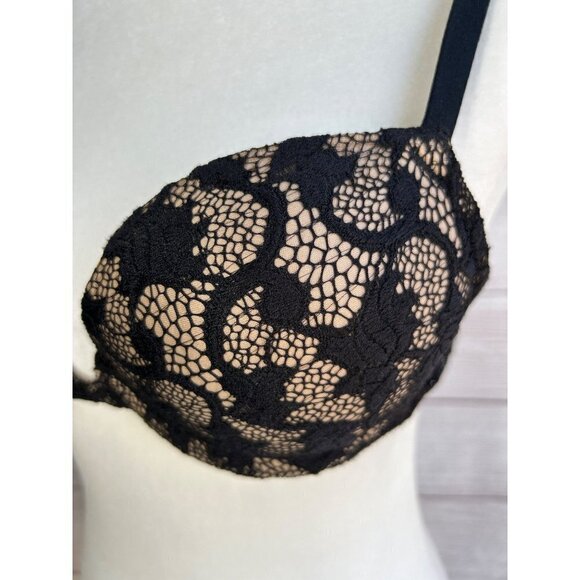 Wacoal Black Lace Overlay Padded Bra Size 34B - Picture 4 of 8